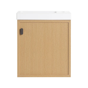 English Elm 18.5" Stylish Wall-Mounted Bathroom Vanity With Durable Resin Sink, Soft-Close Door, Space-Saving Design W1972P362138