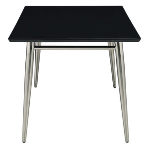 OSP Home Furnishings Brooklyn Matte Wood Top Coffee Table with Brushed Nickel Frame for Modern Living Black MG1242S-BK