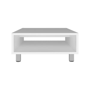 English Elm Eclipse low 10" minimalist square coffee table with open shelf storage, durable compact modern design White 12.9 L x 64 W x 7 H B200P253716