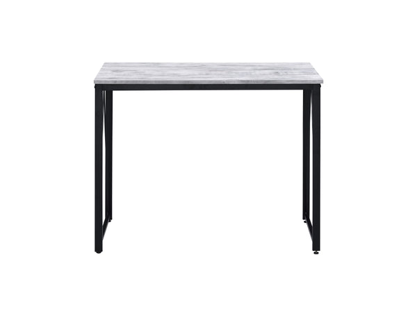 English Elm Zaidin Antique White & Black Finish Writing Desk – 15mm Top, V-Shape Metal Base, Modern Minimalist Design B2726P243685