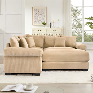English Elm Oversized Modular Sectional Couch With Deep Seating, 10 Pillows & Ottoman - Cozy Corduroy Design! W714S01313-GIGA
