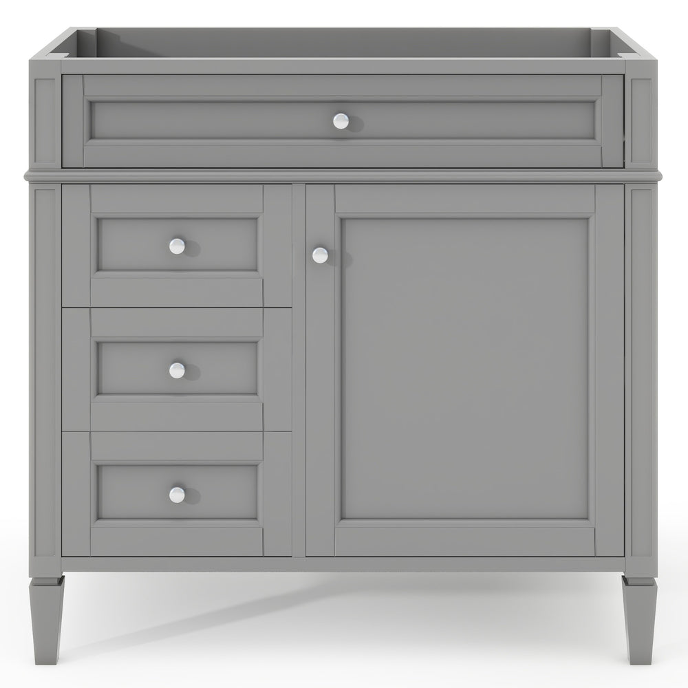 English Elm 36'' Modern Bathroom Vanity Cabinet With 2 Drawers, Tip-Out Storage, Solid Wood Frame & More! N710P256582E