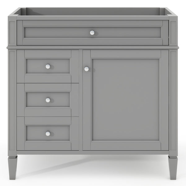English Elm 36'' Modern Bathroom Vanity Cabinet With 2 Drawers, Tip-Out Storage, Solid Wood Frame & More! N710P256582E
