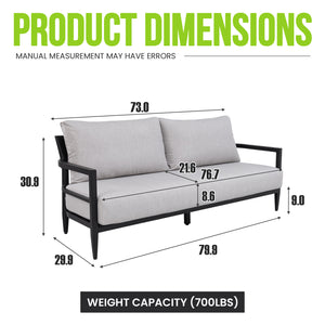 English Elm Modern Welded Aluminum Patio Bench Sofa with Sunbrella Cushion and Ergonomic Support W1886P428284