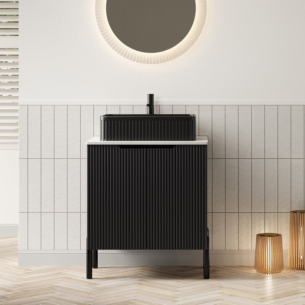 English Elm Dina Floating Bathroom Vanity with Sintered Stone Top and Crystal Glass Basin W2615S00656