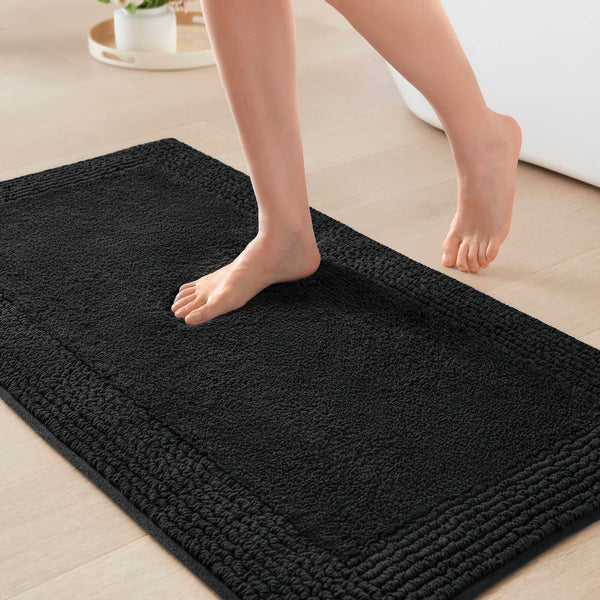 English Elm 1 Heavyweight Cotton Tufted Bath Rug Reversible Spa Grade Absorbent Floor Mat Black B035P319569