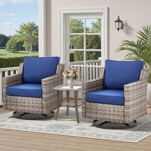 English Elm 73.2" Outdoor Handwoven Rattan 3 Seat Sofa with Olefin Cushions for Porch or Patio T3773P416345