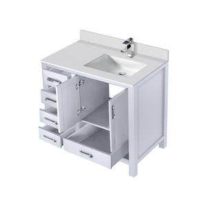 English Elm White Bath Vanity With Cultured Marble Top, Soft-Close Drawers & Faucet Set For Effortless Style B2731P259024-GIGA