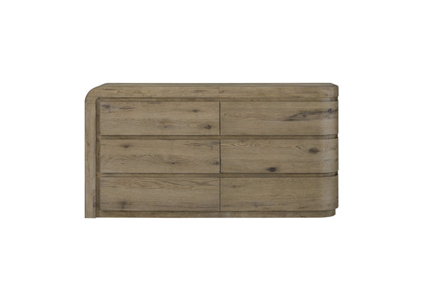 English Elm Curved English Knotty Oak Dresser Wide 6 Drawer Chest Organic Grain Bedroom B2699P409547