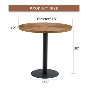 English Elm 31.5 Inch Round Dining Table Dark Grain Mdf Top Metal Base for Small Spaces Black,Wood W1151P235230