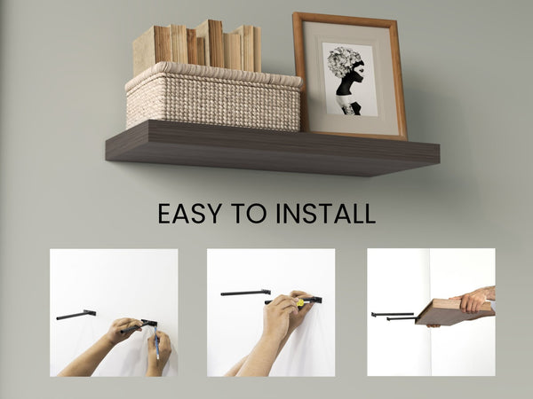 English Elm Floating Shelves, Sienna - Modern Wall-Mounted Storage Solution For Stylish Home Decor & Organization B097P369449-GIGA