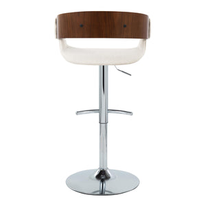 English Elm Elisa Mid-Century Modern Adjustable Barstool Set Of 2 - Cream Fabric, Walnut & Chrome For Chic Spaces B202S00827