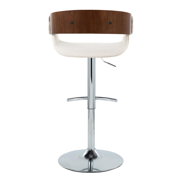 English Elm Elisa Mid-Century Modern Adjustable Barstool Set Of 2 - Cream Fabric, Walnut & Chrome For Chic Spaces B202S00827