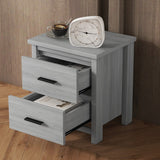 Vintage Gray Wooden Nightstand with 2 Drawers, Spacious Storage, Farmhouse Style