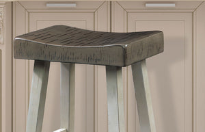 English Elm Traditional 24-inch Solid Wood Stool Set of 2 with Contour Seat, Transitional Dining Accent Seating Pair White+gray 46 L x 20 W x 10 H B2741P339252