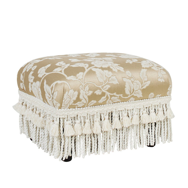 English Elm Jennifer Taylor Home - Fiona Elegant Footstool Ottoman - Handcrafted Champagne Beige Floral Jacquard For Versatile Use B2719P238152