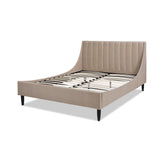 English Elm Aspen Vertical Tufted Modern Headboard Platform Bed Set, Queen, Mink Beige Performance Velvet