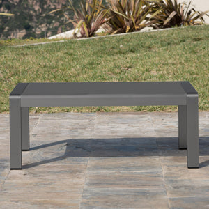 English Elm Cape Coral Outdoor Coffee Table Tempered Glass Top Aluminum Patio Lounge Grey 56349.00GRY