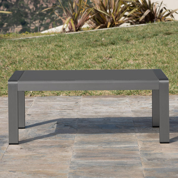 English Elm Cape Coral Outdoor Coffee Table Tempered Glass Top Aluminum Patio Lounge Grey 56349.00GRY