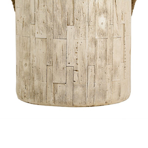 English Elm Outdoor Mgo Cylindrical Side Table Whitewashed Rustic Coastal Farmhouse Accent N765P382583W
