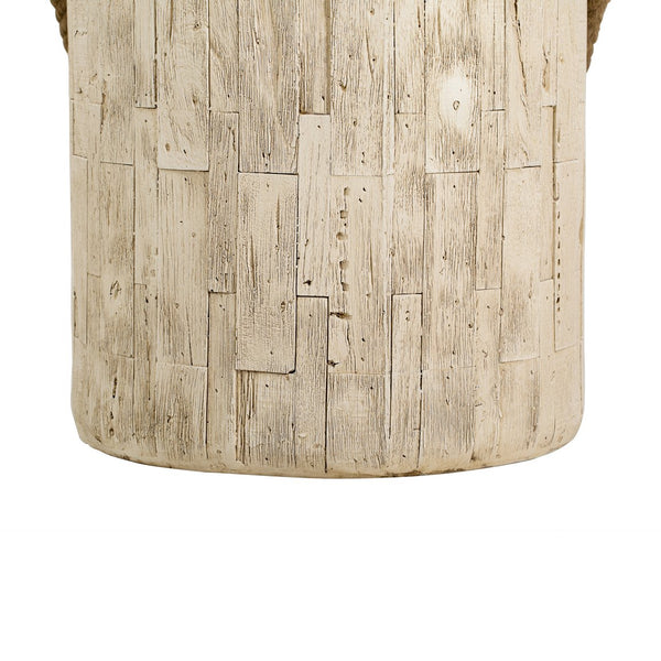 English Elm Outdoor Mgo Cylindrical Side Table Whitewashed Rustic Coastal Farmhouse Accent N765P382583W
