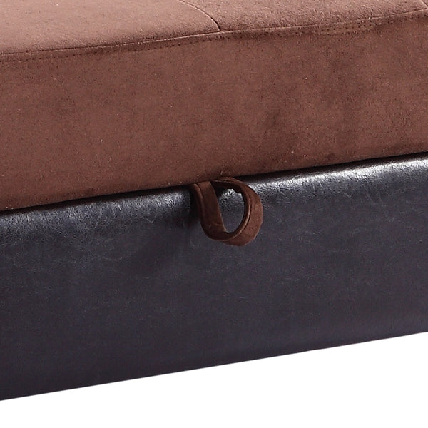 English Elm Elegant Chocolate Microfiber Upholstered Ottoman - Compact 18"H x 37"W x 26"D Seat, Durable, Contemporary Style B078108510