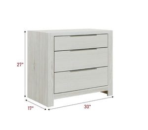 English Elm Modern 3-Drawer Nightstand Beige Finish with Dovetail Full-Extension Drawers, Metal Hardware, 30"W x 17"D x 27"H B2741P405641