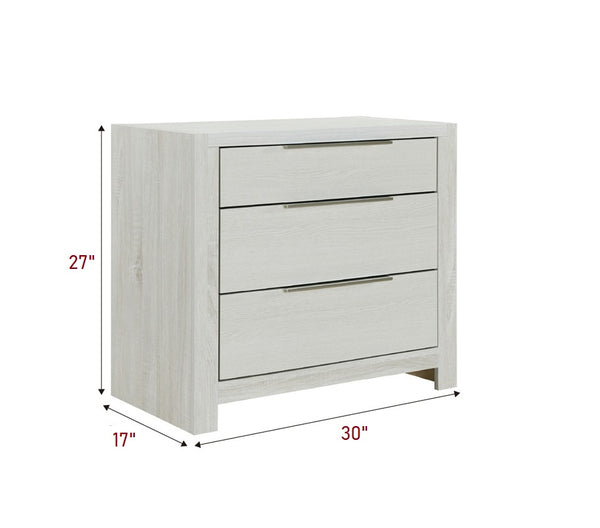 English Elm Modern 3-Drawer Nightstand Beige Finish with Dovetail Full-Extension Drawers, Metal Hardware, 30"W x 17"D x 27"H B2741P405641