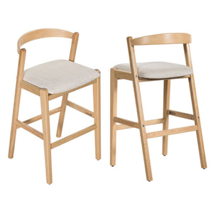 English Elm Christopher Knight Home® - Balmain Rubberwood Barstool with Ergonomic Back and Plush Cushion, Modern Smooth-Line Design Set of 2 Beige,Natural N775P318294N