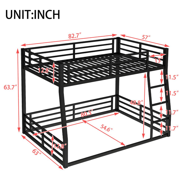 English Elm Metal Full Xl Over Queen Bunk Bed - Space-Saving Design For Teens & Adults, Durable, Noise-Free, No Box Spring! W1580S00141