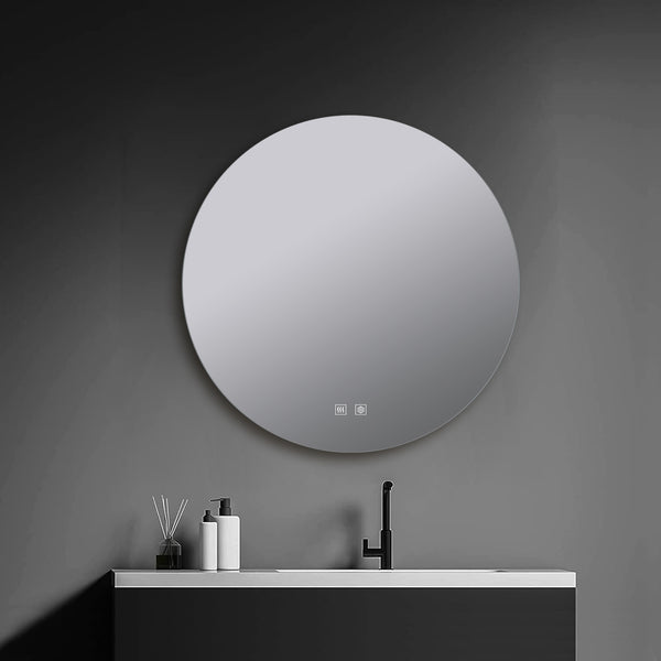 English Elm Nordica Round Led Backlit Vanity Mirror with Defogger for Modern Bathrooms B2731P478354