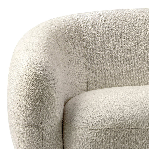 English Elm Sherri 89-inch Sofa with Curved Mid-Century Bouclé Upholstery, Durable Frame, Spacious Seating Cream B136P364318