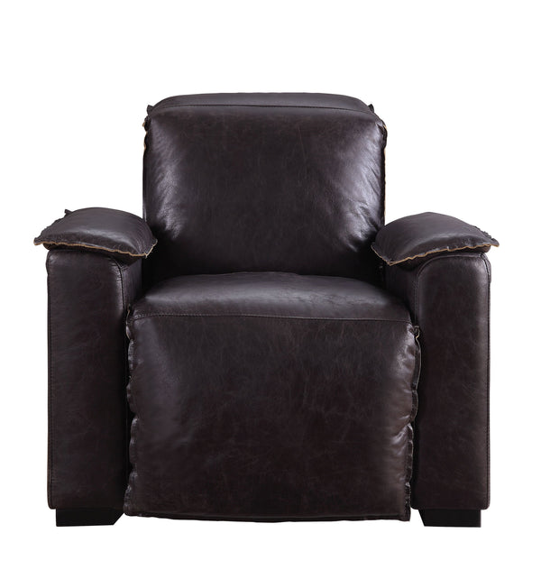 English Elm Misezon Dark Brown Top Grain Leather Power Recliner with Aluminum Frame, Pillow Arms & Full Foam Comfort B2726P280178