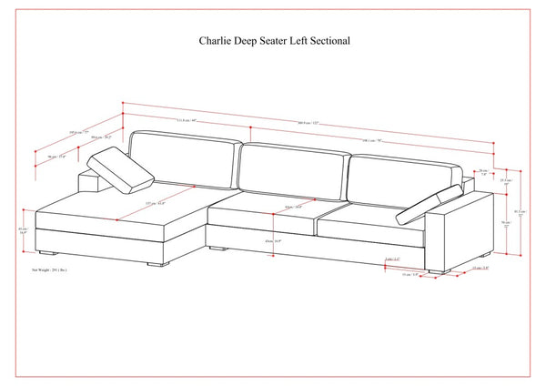 English Elm Charlie Deep Seater Left Sectional Sofa with Extra-Wide Chaise, Eco Performance Fabric, 122" Oversized Lounge Cream B136P199285