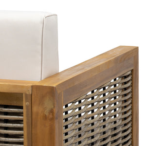 English Elm Christopher Knight Home® - Outdoor Acacia Wood Club Chair With Wicker Accents - Teak Finish, Water-Resistant Cushions, Perfect For Patios 68942.00BGE