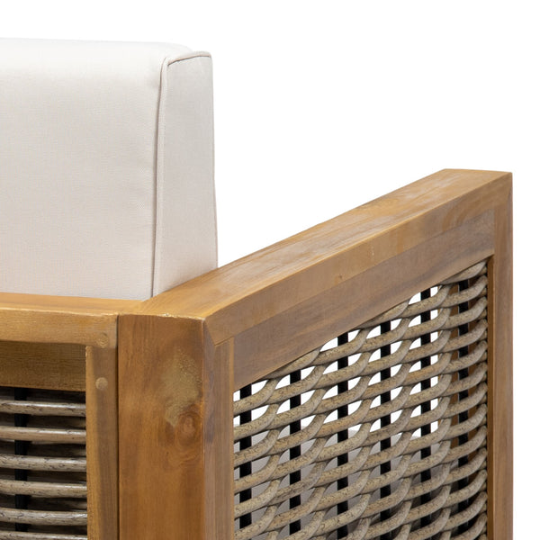 English Elm Christopher Knight Home® - Outdoor Acacia Wood Club Chair With Wicker Accents - Teak Finish, Water-Resistant Cushions, Perfect For Patios 68942.00BGE