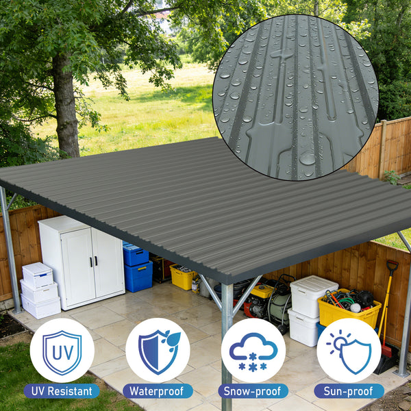English Elm 10 Corrugated Galvanized Steel Roof Panels Weather Resistant Gazebo Pergola Cover W3213P431245