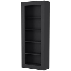 English Elm Melbourne 70.3" Black Bookcase with 5 Deep Open Shelves, Ergonomic Particle Board Storage Unit B128S00172