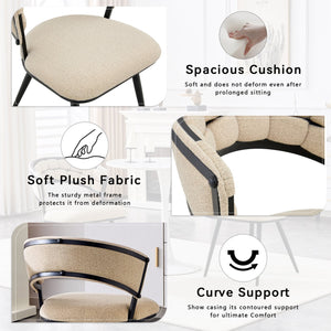 English Elm Set of 2 Chenille Tufted Dining Chairs with Metal Legs Modern Kitchen Seating Beige,Black W3875P370853
