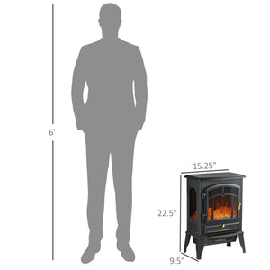 English Elm Homcom Electric Fireplace Stove - 22" Freestanding Heater With 3-Sided Flame, Adjustable Heat & Safety W2225P229702