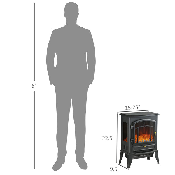 English Elm Homcom Electric Fireplace Stove - 22" Freestanding Heater With 3-Sided Flame, Adjustable Heat & Safety W2225P229702