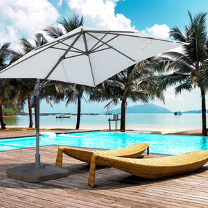 English Elm Outsunny Heavy-Duty Square Cantilever Umbrella Base With Wheels, 330 Lb Capacity For Easy Movement W2225P249705-GIGA