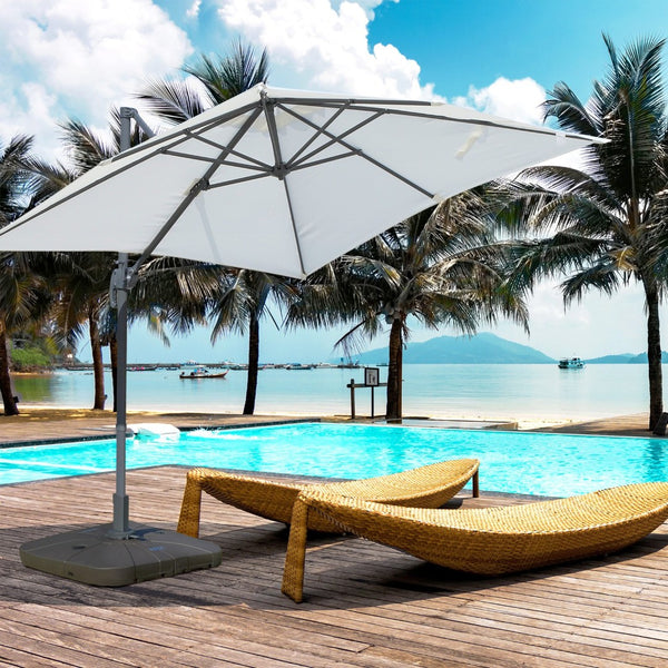 English Elm Outsunny Heavy-Duty Square Cantilever Umbrella Base With Wheels, 330 Lb Capacity For Easy Movement W2225P249705-GIGA
