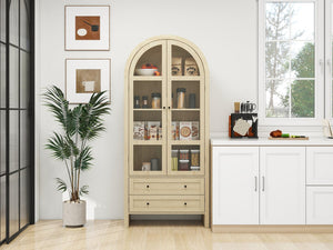 English Elm 70.28" Tall Arched Kitchen Pantry - Stylish Farmhouse Cabinet With Adjustable Shelves For Versatile Storage W688P204443