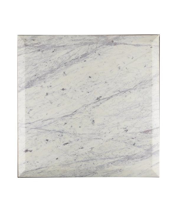 Currey & Company Oblique Marble Cocktail Table - Sleek Antique Brass Frame With Floating White Lilac Top & Unique Veining White White Lilac Marble ,Iron ,Engineered Wood 4000-0237-currey-company