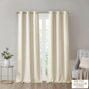 JLA Home SunSmart - Tonal Faux Silk Room-Darkening Curtain Panels with Thermal Foamback, OEKO‑TEX Certified Energy-Saving Ivory SS40-0136