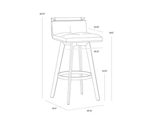 Sunpan ARIZONA Swivel Barstool - Art Deco Elegance in Milliken Cognac with Antique Brass Finish for Style 112206