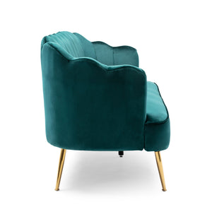 English Elm Christopher Knight Home® - 3 Seater Sofa - Luxe Teal Velvet With Gold Legs, Modern Glam Design, Durable Comfort & Elegant Style 70395.00AT_70395.00BT