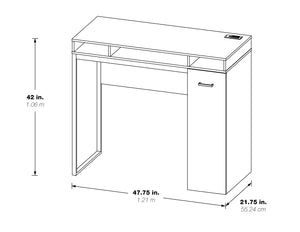 OSP Home Furnishings Ravel 47"W Desk with Storage White