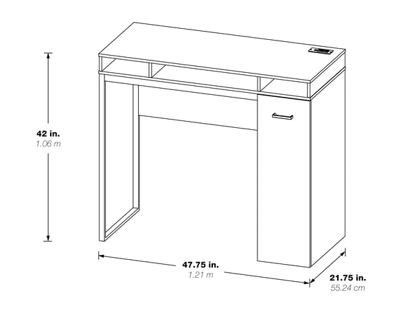 OSP Home Furnishings Ravel 47"W Desk with Storage White